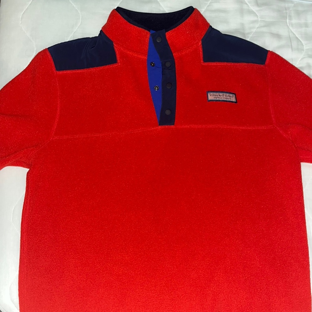 Vineyard Vines Red and Navy Shep Shirt Fleece Pullover Men’s